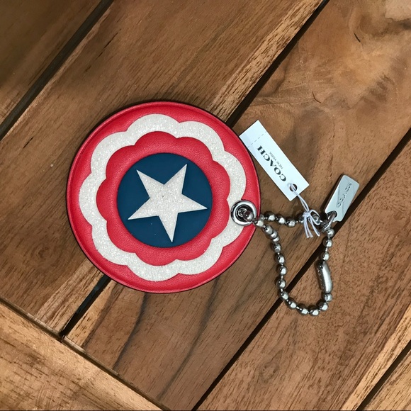 NWT Coach x Marvel Captain America Shield Keychain